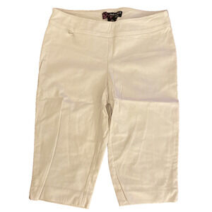 Women's White Shorts 8p Petites Bermuda Pull-On Stretch Flat Front Golf Preppy